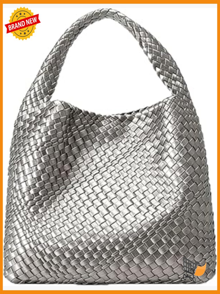 Large Vegan Leather Woven Tote Bag Hobo Shoulder Handbag